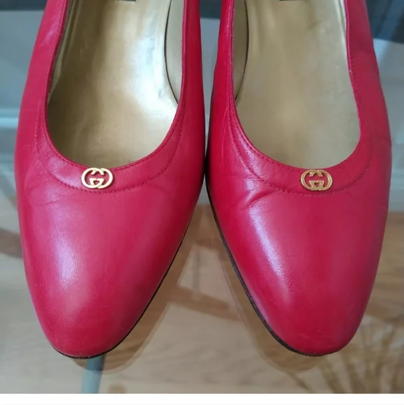 Vintage Gucci Kitten Heels Red Pump Retro Y2K Women's 40B